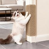 ENONCI Cat Scratching Mat, Sisal Effect Wall Protector 50 x 20, Brown | Attaches with removable tape (wall, wood, door) or Ve