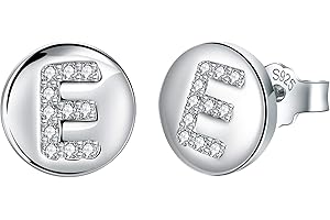 J.Endéar Earrings Initial Letter A-Z for Women Girls 925 Sterling Silver Hypoallergenic Tiny Studs, Jewelry Birthday Children's Day Gifts for Kids Daughter
