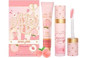 MAGGIDEA Lip Care Duo Set - Lip Conditioner & Lip Oil Set - Hydrating and Nourishing Treatment - Lip Gloss Balm For Dry and Chapped Lips - Moisturizing Gifts Set For Teenage Girls(Peach)