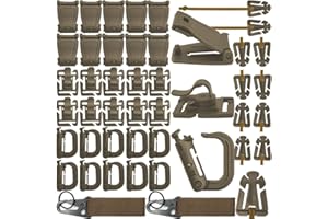 MOAMUN 42 PC Táctico Engranaje Clip Molle Webbing Accesorios por Táctica Zaino Chaleco Molle Llavero Anilla Cierre Agua Tubo Clip Web Dominator Fibbia con Elastico Cadena