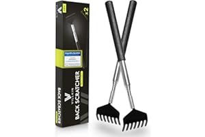 Villkin Drapak do pleców (2 sztuki) – wysuwane narzędzie do drapania ze stali nierdzewnej dla mężczyzn i kobiet przeciw swędzeniu – czarny teleskopowy drapak do pleców