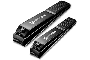 TWEEZER GURU Juego de cortaúñas profesional acero inoxidable para uñas manos y pies con funda piel; cortador diseño borde curvado resistente al óxido gruesas; regalo viaje perfecto hombres, mujeres niños