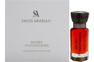 Swiss Arabian Secret Frankincense, olio profumato concentrato unisex, 12 ml, incenso maestoso con rosa, gelsomino e oud, un'aura dorata senza tempo