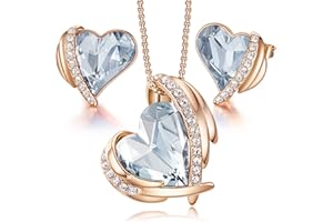 CDE Zestaw biżuterii damskiej, prezent dla kobiet, naszyjnik, kolczyki, łańcuszek, biżuteria na Dzień Matki, zestaw prezentowy, wysadzany kamieniami w pudełku na prezent, idealny prezent na urodziny