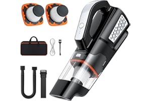 Yapwiki Handstaubsauger Akku, Kabelloser Auto-Staubsauger 9500PA Mini-Tragbarer Staubsauger, 6000mAh Wiederaufladbarer Handsauger Beutellos Nass&Trocken Handstaubsauger mit 2 Filtern für Auto, Haus