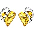 Leafael Infinity Love Heart Birthstone Earrings for Women, Crystal Stud Earrings with Premium Crystals, Allergy-Free Jewelry for Women with Gift Box, Silver-tone Earrings for girls
