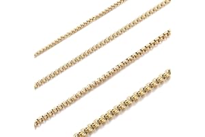 RWQIAN Collier Hommes Acier Inoxydable Chaîne Argent/Or/Noir Chaîne Vénitienne Homms Briolette Chaîne Femmes Boîte Collier Largeur 2/2.5/3/4mm Longueur 45-70cm