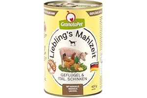 GranataPet Liebling's Repas pour Chien à la volaille et au Jambon Italien - Nourriture Humide pour Chien - sans céréales et sans Sucre - Aliment Complet - 6 x 400 g