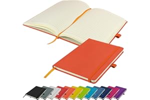 SAVVY BEE A5 Notebook Writing Pad New Lined Hardback Journal Notepad Notes Diary Pad (Orange)