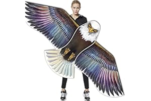 HONBO Cometas de águila enorme para adultos y niños, cometa fácil de volar para viajes a la playa, actividades al aire libre, línea de 200 pies con bolsa de poliéster duradera giratoria