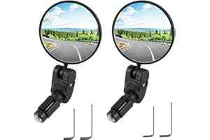 CAIHINIER Lot de 2 rétroviseurs de vélo - Lentille convexe en verre HD - Pivotant à 360° et pliable - Universel - Pour vélo électrique / VTT / vélo de route - Guidon 18-22 mm
