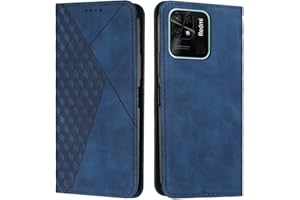 KOUYI Funda para Xiaomi Redmi 10C 4G, PU Cuero Flip Folio Carcasa [Magnético][Soporte Plegable][Ranuras para Tarjetas],Capa Tipo Libro Flip Case Wallet,Antigolpes Cover (Azul)