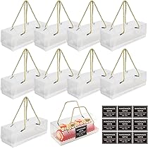 Scatole Per Dolci Trasparenti Da Forno - 10 Pezzi, 26x10x9.5cm, Con Manico E Adesivi Decorativi - Foto 10