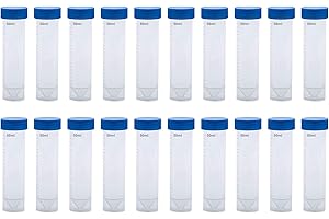 HUAZIZ 20 Pezzi Provette in Plastica per Provette da Centrifuga, Provette Graduate da 50ml con Tappi a Vite per Esperimenti di Chimica di Laboratorio (Blu) affusolato+fondo piatto