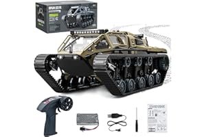 HERMORRYSS Carro Armato Telecomandato 1:16, 2.4GHz RC Tank ad alta Velocità, 360° Rotazione Carro Armato RC Telecomandato Crawler Serbatoio, Fuoristrada Crawler Drift Tank per Bambini Ragazzi (Giallo)