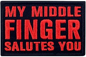EMBTAO Hallo mein Mittelfinger grüßt Sie Bestickter Aufnäher mit Haken- und Flauschbänder