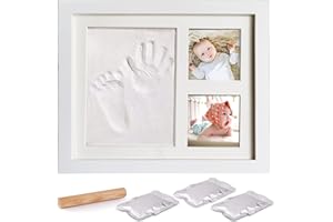 AMAYGA Cadre Empreintes Bébé,Kit Empreinte Bebe Mains Pour Liste De Naissance,Souvenirs Mémorable Décorations Murale Ou Pour Table,Argile Et Cadres