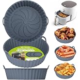 Alyvisun Silicone Air Fryer Molds, 3 Pieces Containers Oil-Free Fryer Tray Reusable Round Utensils Basket for Air Fryer, Micr