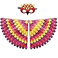 Proumhang Kids Bird Wings Costume For Age 3~8 Years,Bird Owl And Peacock Masque Owl Dress Up,Boys Girls Felt Eye Masque And Wings Set,Halloween Colorful Fancy Dress