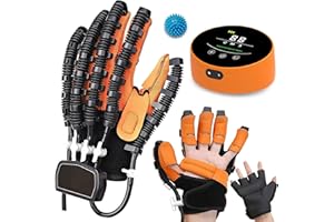 XNKLPY Guantes Robót de Rehabilitacion Mano, Aparato de Rehab de Manos para HemipléJicos Artrosis, Guantes de Tratamiento de Rehabilitación(A:Mano Izquierda B:Mano Derecha)(Size:A L,Color:Naranja)