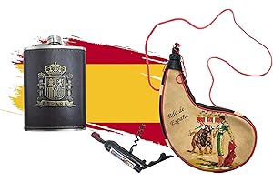 PLANTA COLOR Bota de Vino 1,5 litros, petaca y abridor 2 en 1 (Bota de Vino 1,5, abridor Madrid y petaca España Color Negro 2)