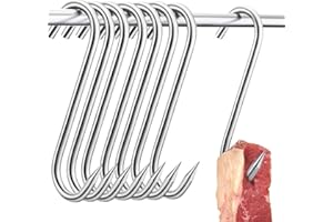 JOZMMZEOOA Crochet de Boucher en Acier Inoxydable 30 Pièces Crochets à Viande Acier Inoxydable Grossier 15cm Crochets en Forme de S, pour Suspendre la Viande, Fumer
