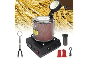 CHUNTIANMEI Horno De Fusión,Horno De Fusión De Oro,1150℃ Horno Fundición Metales Digital Horno De Fusión Eléctrico Horno Fusión Automático Máquina De Fusión De Oro para Fundir Oro Joyas Plata,Red-3kg