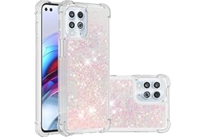 QIWEIQING Compatible con Funda para Motorola Moto Edge S Funda, Glitter Amor Liquida Antideslizante Cristal Silicona TPU Bumper Antigolpes Carcasa Estuche para Moto G100.Silver Pink YBL