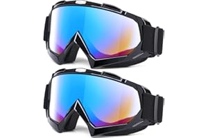 EASYOUNG Adult Motorcycle Goggles, 2-Pack ATV Dirt Bike Goggles for Youth, Teens, Men & Women, Wide Vision Riding Off-Road Goggles