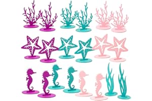 SUNBEAUTY 20pc Mermaid Party Decorations: Under The Sea DIY Felt Table Centerpiece & Little Mermaid Girl Birthday Party Supplies
