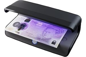 Safescan 55 LED Counterfeit Detector with Ultra-Bright UV Light, Counterfeit banknote Detector Also Checks Credit Cards & ID's, Money Checker Machine with 3 Powerful LED Lights, UV Money Checker