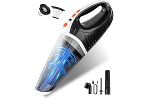 SERVOMASTER Aspirateur à Main, Aspirateur sans Fil Haute Puissance, 2 Vitesses et éclairage LED, Mini Aspirateurs avec Filtre HEPA Lavable pour Voiture, Bureau et Animaux domestiques