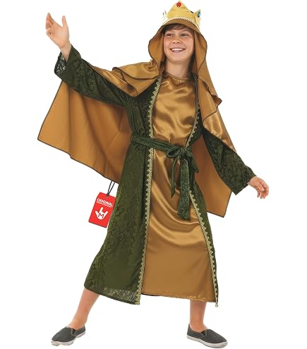 HENBRANDT Weihnachtskönig-Kostüm Für Kinder – Dreikönigs-Outfit Mit Tunika, Hose & Krone, Größe 4-12 Jahre