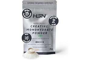 HSN Creatina Monohidrato en Polvo Sin Sabor | 1Kg | Creatina Micronizada (200mesh) Sin Añadidos y Libre de Contaminantes | Incluye Dosificador 10ml | No-GMO, Vegano, Sin Gluten