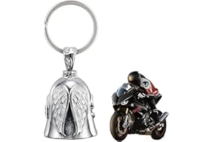 MUYAPAY Guardian Bell Alliage de Zinc, Clochette Moto Guardian Ride Bell, Moto en Forme d'ange Gardien à Suspendre, Porte Clef Motos pour Cyclisme, Vélos Porter Bonheur (Argent)