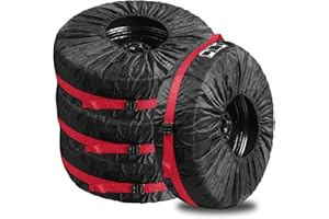 MIGIFTDY Pokrowiec ochronny na opony, 4 sztuki, wodoodporne, pyłoszczelne, do samochodu, SUV, kampera (czerwona torba S)