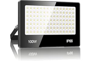 LAMLAMCK Faretto LED Da Esterno 100W - 10000LM 6500K Super Luminoso Bianco Freddo Faro LED Esterno, IP66 Impermeabile Luce Di Sicurezza per Stadio, Patio, Strada, Garage