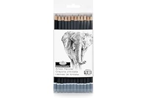 Royal & Langnickel SPEN-12 Pack de 12 Crayons à dessin (5H, 4H, 3H, 2H, H, HB, B, 2B, 3B, 4B, 5B, 6B)