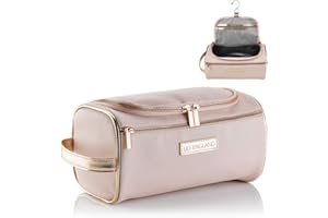 Wiszące torby toaletowe dla kobiet – duża podróżna torba do mycia, kosmetyczka z izolowaną podszewką utrzymująca makijaż przez dłuższy czas, Lily England (różowy/różowe złoto)