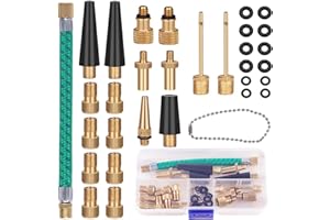 DragonX2 32 Piezas Adaptador Presta Schrader, Adaptador Valvula Bicicleta, Aguja Inflar Balones con Caja De Almacenamiento, Adaptador Valvula Presta para Compresores, Bomba De Aire