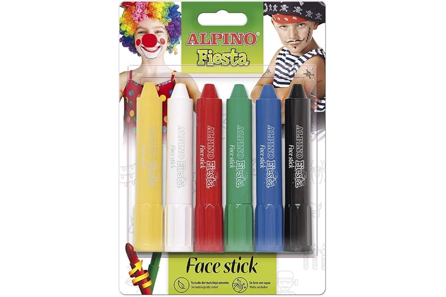Alpino DL000014, Barritas de Maquillaje Fiesta, Estuche 6 Unidades, Multicolor