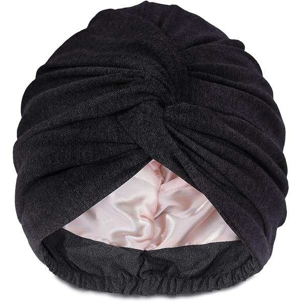Bonnet De Nuit En Satin Et Polyester - Ajustable (Tour 50-66 Cm) - Pour Soin Des Cheveux, Sport, Sommeil - Homme Et Femme (Noir) - 10