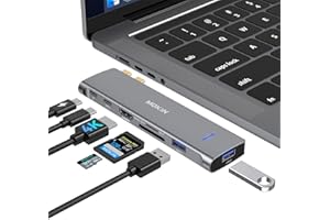 MOKIN Adaptateur Macbook Pro/Air, Adaptateur Mac 7 en 1 Compatible avec MacBook Pro 2022-2016 MacBook Air 2022-2018, Type C vers 4K HDMI, USB-C 100W et Thunderbolt 3, SD/TF Lecteur de Carte, 2 USB 3.0