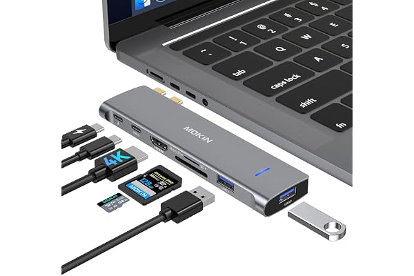 Adaptateur MacBook Pro/Air, Adaptateur Mac 7 en 1 Compatible avec MacBook Pro 2022-2016 MacBook Air 2022-2018, Type C vers 4K HDMI, USB-C 100W et Thunderbolt 3, SD/microSD Lecteur de Carte, 2 USB 3.0
