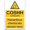 COSHH Cupboard Sign, A5 210x148mm, 1mm Rigid Plastic - Hazchem Chemical ...