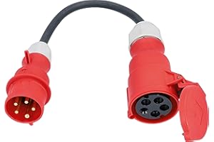 as - Schwabe Adapterleitung - CEE Stecker 400V/16A/5-polig zu CEE Kupplung 400V/32A/5-polig - 0,3 m H07RN-F 5G2,5 schwere Gummischlauchleitung - IP44 spritzwassergeschützt, 61375