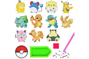 LGZIN Diamond Painting Kinder, DIY Diamant Aufkleber Kit, 12 Stück Cartoon Diamantmalerei, DIY Diamant Painting Kit für Kinder und Erwachsene Anfänger, Geburtstags Geschenk für Jungen Mädchen