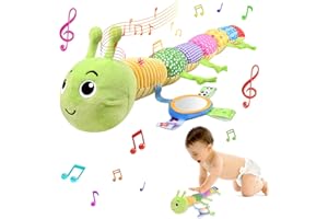 Herenear Baby Musical Raupe Kuscheltier, Raupe Plüschtier Spielzeug mit Lineal, Greifling zum Rasseln Baby, Baby Stofftier Spielzeug, Tolles Geschenk für Jungen und Mädchen
