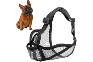 Huybaa Museruola per Bulldog Francese e Cani Muso Corto, Museruola Cane Taglia Media e Piccola, Regolabile e Traspirante, Anti-Abbaiare e Anti-Masticare
