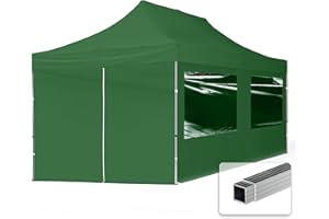 TOOLPORT Tente Pliante 3x6 m - 4 côtés Aluminium Barnum Chapiteau Pliant Tonnelle Stand Paddock Réception Abri PES300 Vert